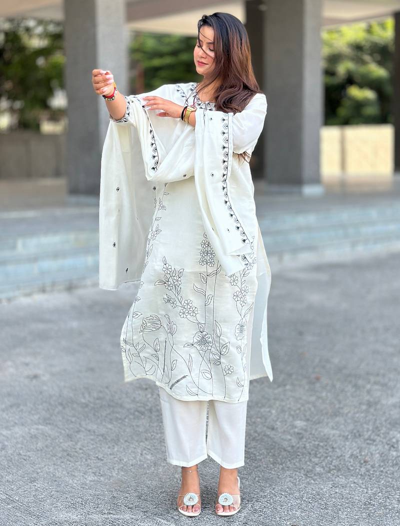 Off-white premium designer festive wear readymade suit