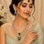 Double Layer Green Kundan Bridal Necklace earring maangtikka Jewellery Set for wedding festival 
