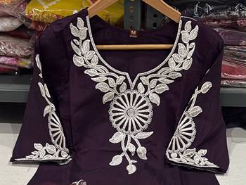 Women's Embroidered silk blend Kurta Pant with Dupatta Set  3