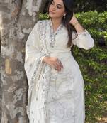 White premium designer festive wear readymade suit