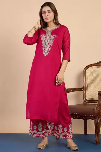 Dark-rani-pink premium designer festive wear readymade suit