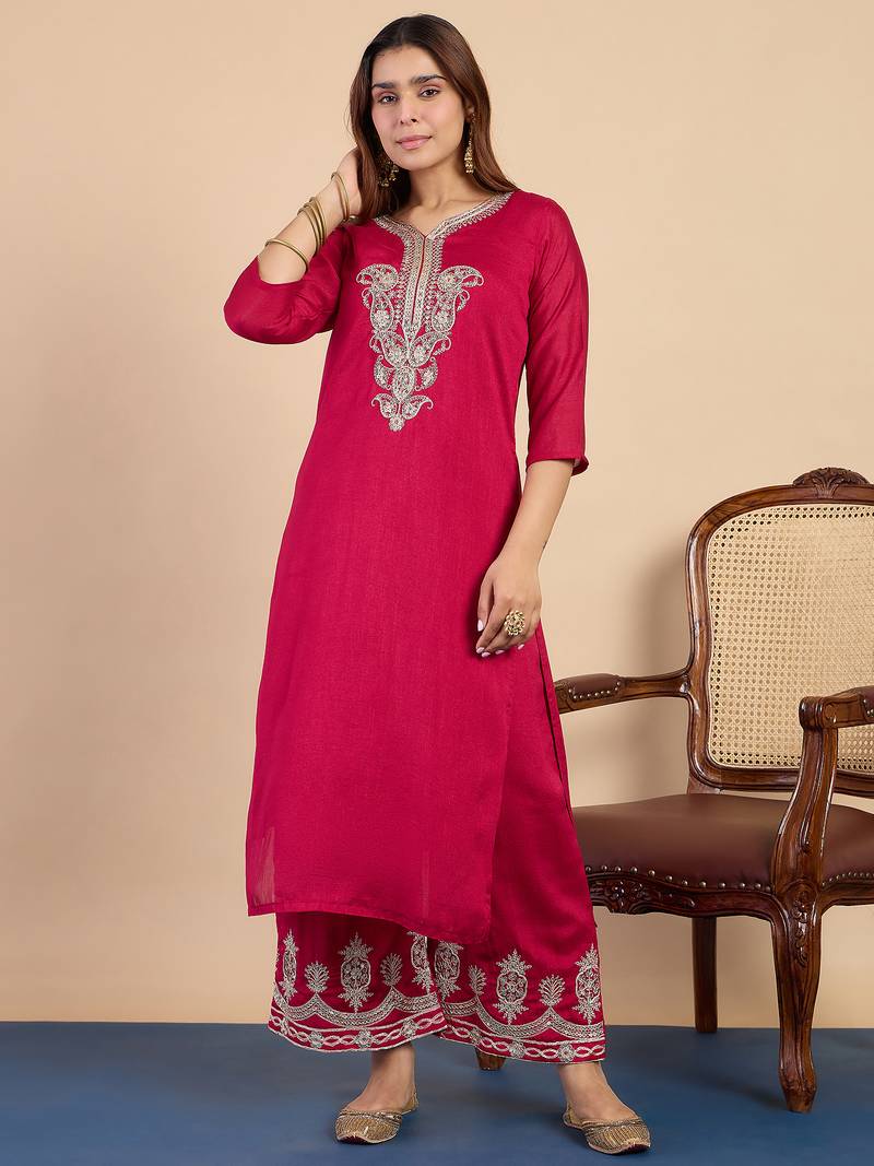 Dark-rani-pink premium designer festive wear readymade suit