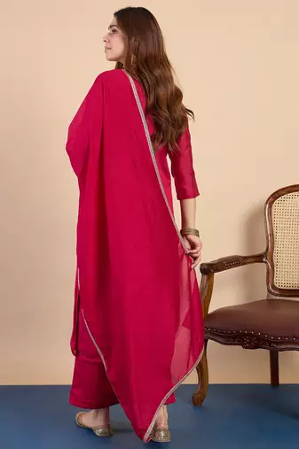 Dark-rani-pink premium designer festive wear readymade suit