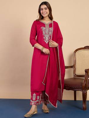 Dark-rani-pink premium designer festive wear readymade suit 3