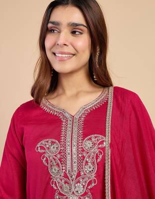 Dark-rani-pink premium designer festive wear readymade suit 4