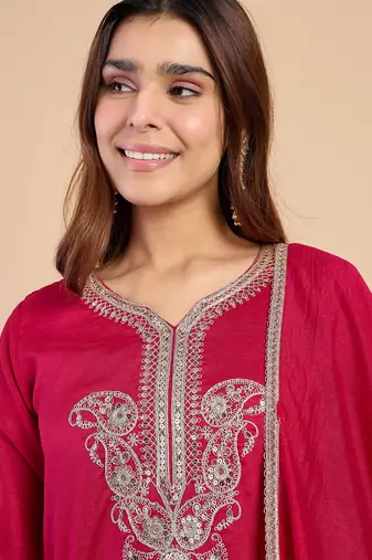 Dark-rani-pink premium designer festive wear readymade suit