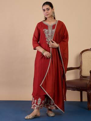 Mustard premium designer festive wear readymade suit 1