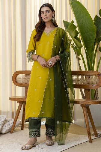 Lemon premium designer festive wear readymade suit