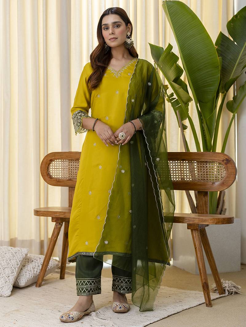 Lemon premium designer festive wear readymade suit