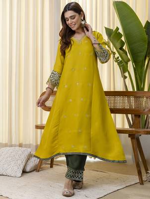 Lemon premium designer festive wear readymade suit 4
