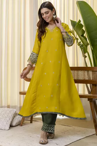 Lemon premium designer festive wear readymade suit