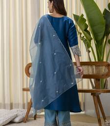 Teal-blue premium designer festive wear readymade suit