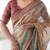 Beige & maroon handloom floral printed saree with blouse
