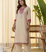 Cream premium designer festive wear readymade suit