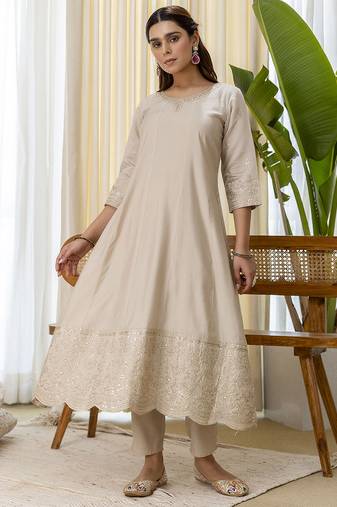Grey premium designer festive wear readymade suit