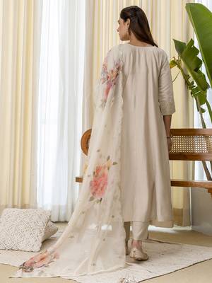 Grey premium designer festive wear readymade suit 2