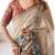 Beige & maroon handloom floral printed saree with blouse