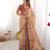 Beige & rust handloom printed saree with blouse