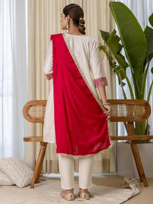 White premium designer festive wear readymade suit 2