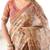 Beige & rust handloom printed saree with blouse