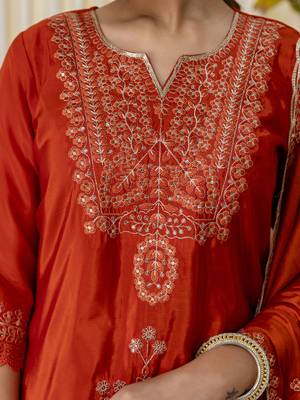 Mustard premium designer festive wear readymade suit 4