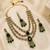 Muti layered Green Kundan Bridal Necklace earring maangtikka Jewellery Set for wedding festival 