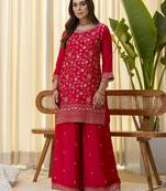 Rani-pink premium designer festive wear readymade suit