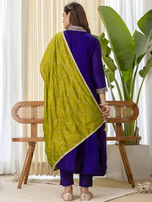 Purple premium designer festive wear readymade suit 2