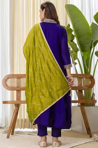 Purple premium designer festive wear readymade suit