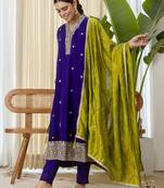 Purple premium designer festive wear readymade suit