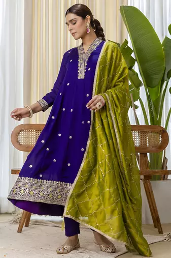 Purple premium designer festive wear readymade suit