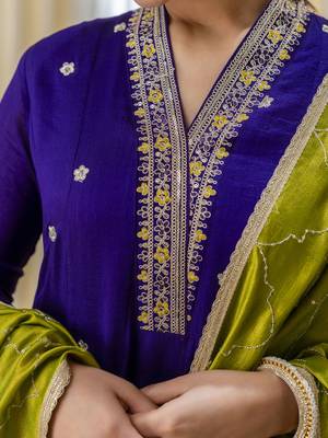 Purple premium designer festive wear readymade suit 4