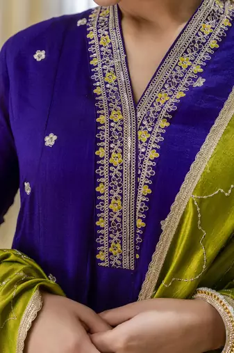 Purple premium designer festive wear readymade suit