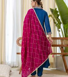 Teal-blue premium designer festive wear readymade suit