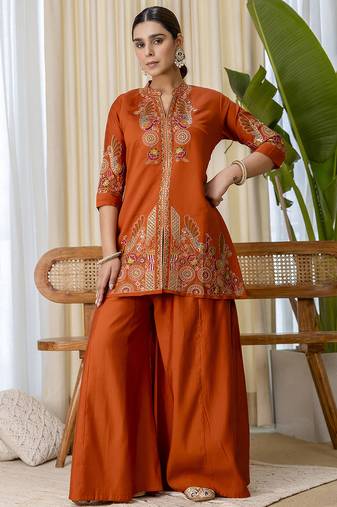 Mustard premium designer festive wear readymade suit