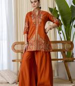 Mustard premium designer festive wear readymade suit