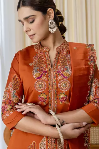 Mustard premium designer festive wear readymade suit
