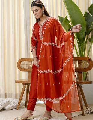 Mustard premium designer festive wear readymade suit 2
