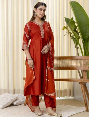 Mustard premium designer festive wear readymade suit 3