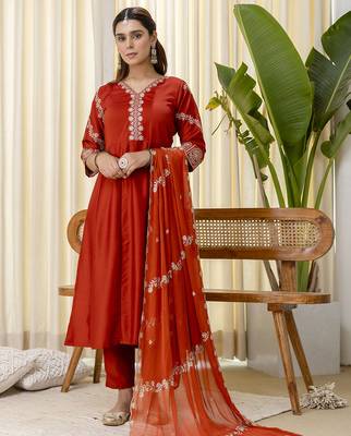 Mustard premium designer festive wear readymade suit 4