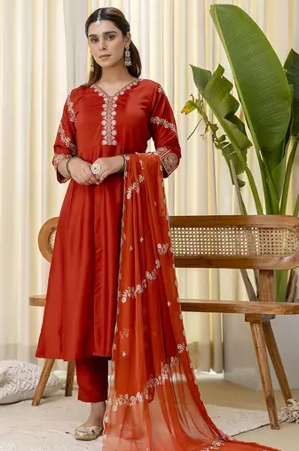 Mustard premium designer festive wear readymade suit