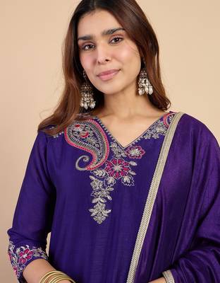 Purple premium designer festive wear readymade suit 3