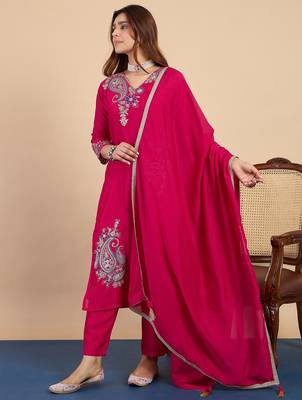 Dark-rani-pink premium designer festive wear readymade suit 1