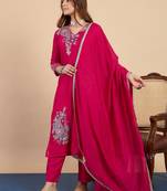 Dark-rani-pink premium designer festive wear readymade suit