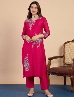 Dark-rani-pink premium designer festive wear readymade suit 2