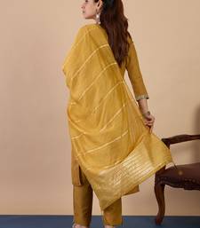 Mustard premium designer festive wear readymade suit