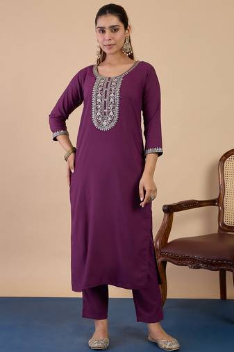 Purple premium designer festive wear readymade suit