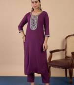 Purple premium designer festive wear readymade suit