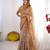 Peach beige handloom floral printed saree with blouse