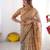 Peach beige handloom floral printed saree with blouse